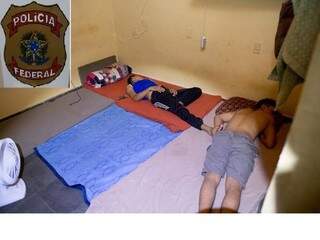 Os imigrantes estavam dormindo no chão. (Foto: Divulgação/Polícia Federal)