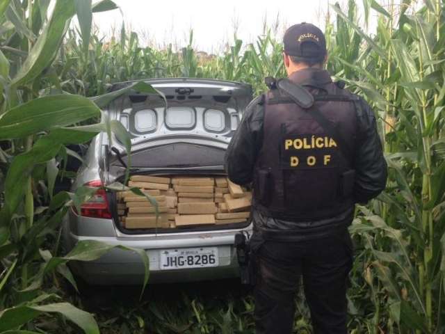 Ao ver barreira do DOF, traficante abandona carro com 643 kg de maconha