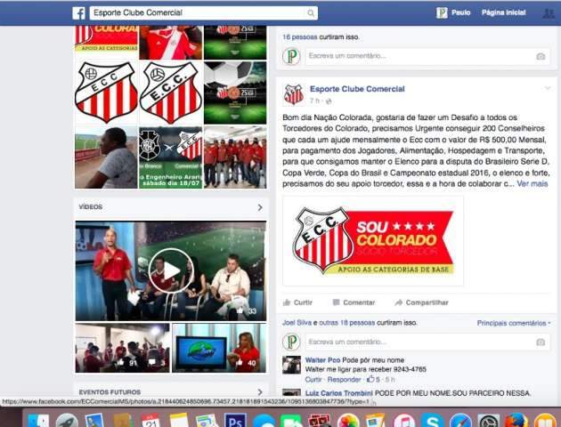 Comercial faz campanha na midia social para manter o time na S&eacute;rie D