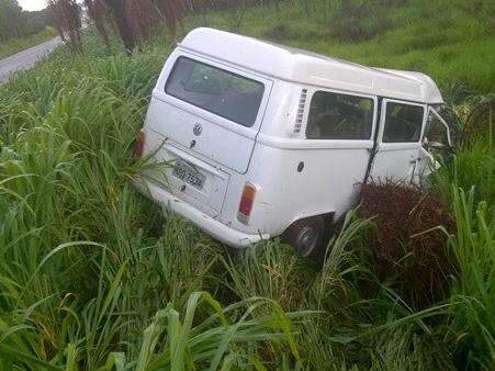 Kombi fica desgovernada e bate em coqueiro ap&oacute;s passar em buraco