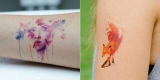 Tatuagem com traços de aquarela dá colorido diferente ao corpo