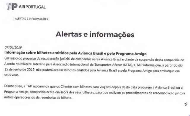 Justi&ccedil;a manda que TAP Air Portugal cumpra contratos com a Avianca