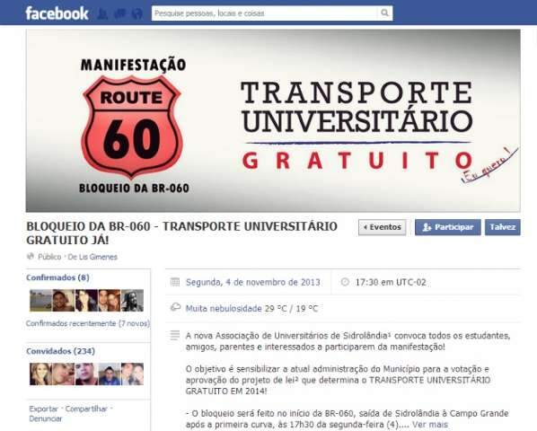 Por &ocirc;nibus gratuito, estudantes v&atilde;o fechar BR-060 em Sidrol&acirc;ndia
