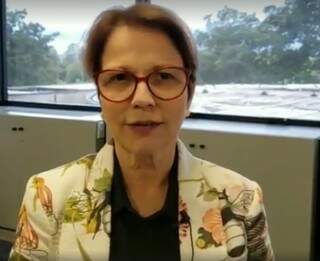 A deputada Tereza Cristina em vídeo distribuído na redes sociais para agradecer indicação a ministra. (Foto: reprodução vídeo)