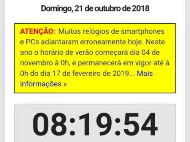 Pela 2&ordf; vez, celulares e computadores antecipam hor&aacute;rio de ver&atilde;o