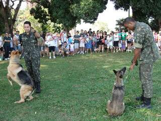 Militares fazem demonstrações de adestramento. (Foto: Simão Nogueira).