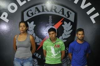 Kátia, Elpídio e Josian, presos apontados como responsáveis pela morte do ex-vereador Alceu Bueno (Foto: Alcides Neto)