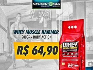 Algumas das ofertas do site - Whey Muscle Hammer - R$ 64,90 - Foto Divulgação