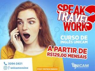 Curso de ingl&ecirc;s &eacute; na Unicam: A partir de R$129,00 mensais!