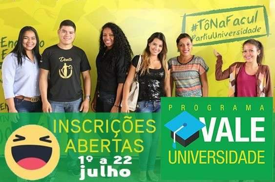 Abertas inscri&ccedil;&otilde;es para programa vale universidade, do governo estadual