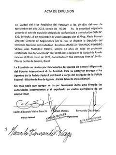 Documento de expulsão de Marcelo Piloto (Foto: Reprodução)
