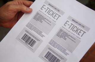 E-tickets dos ingressos, que custaram R$ 1,3 mil 