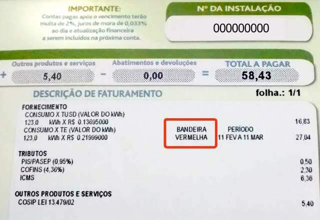 Conta de luz em outubro ter&aacute; bandeira vermelha com cobran&ccedil;a extra