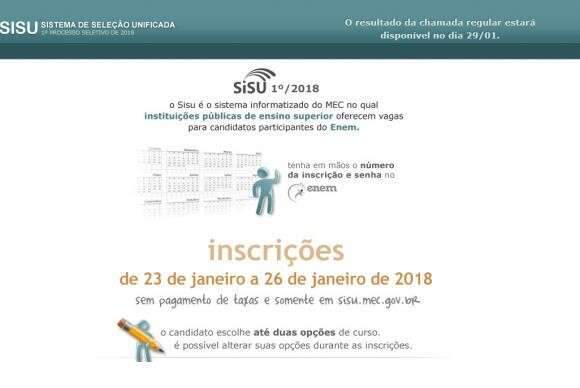 Matr&iacute;culas para aprovados na primeira chamada do Sisu come&ccedil;am hoje