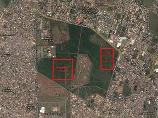 De um lado, o Exército fará um novo batalhão, do outro a prefeitura quer fazer obras públicas (Foto: Google Maps - Arte: Marcos Ermínio)