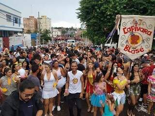 aça chuva ou sol, a festa no Carnaval é garantida nos blocos de rua em Campo Grande, mesmo que a previsão da meteorologia não seja animadora. (Foto: Capivara Blasé)