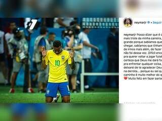 A postagem com o desabafo do atacante Neymar em sua conta oficial no Instagram neste sábado (Foto: Paulo Nonato de Souza)