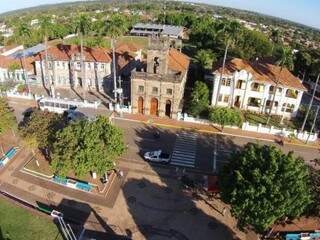Vista aérea do Centro de Miranda; município terá eleição extraordinária em 6 de outubro. (Foto: Arquivo)