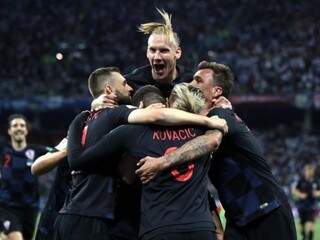 Jogadores croatas celebram gol sobre a Argentina (Foto: Fifa/Divulgação)