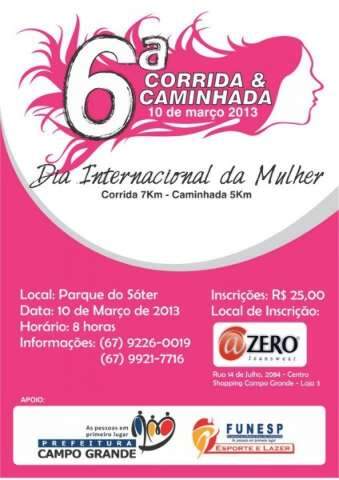 Corrida em comemora&ccedil;&atilde;o ao Dia Internacional da Mulher ser&aacute; realizada dia 10