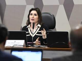 Senadora Simone Tebet (MDB), durante reunião da CCJ (Foto: Jane de Araújo/Agência Senado)