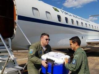 Equipe da Força Aérea Brasileira leva figado de Campo Grande para Rio Branco (Foto: FAB/Divulgação)