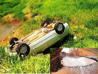 Apesar do impacto, o motorista do carro e as esposa não sofreram lesões graves (Foto: Nova Notícias)