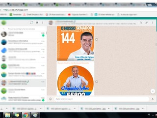 Grupos de WhatsApp se tornaram um dos palcos da campanha eleitoral, com distribuição dos santinhos virtuais. (Imagem: Reprodução)