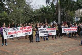 Categoria fez protesto na Praça do Rádio na última quinta-feira. (Foto: Marcos Ermínio)