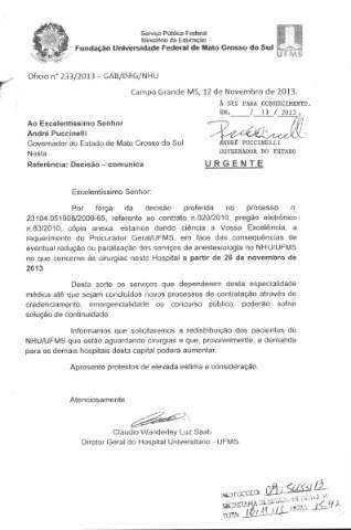 Pol&ecirc;mica com o Servan paralisa cirurgias no HU, que pode abrir concurso