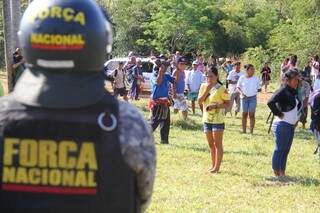 Força Nacional e exército estiveram em Ñanderu Marangatu após assassinato de indígena (Foto: Marcos Ermínio)