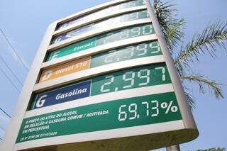 Preço médio do litro da gasolina em Campo Grande está em R$ 2,974 (Foto: Marcos Ermínio)