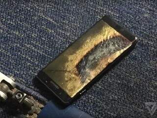 Galaxy Note 7 queimado após suposto incidente com bateria (Foto: Reprodução/Brian Green/The Verge) 
