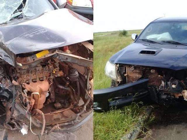 Colis&atilde;o entre Hilux e Agile deixa dois feridos na MS-141