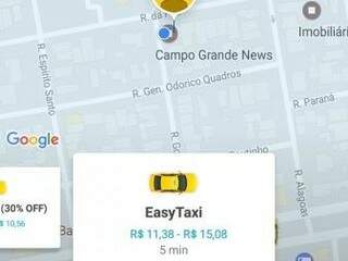 Valor estimado do táxi (Foto: Reprodução)