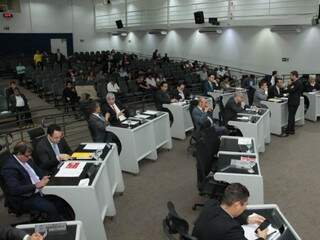 Vereadores durante sessão na Câmara Municipal de Campo Grande (Foto: Divulgação)