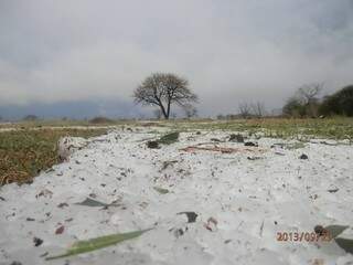 Imensa camada de gelo se formou na zona rural de Paranhos (Foto: Divulgação)