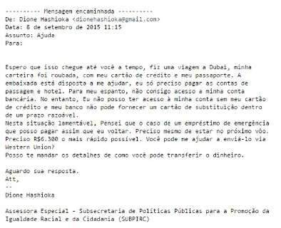 Estelionatário usa e-mail de ex-deputada estadual para pedir R$ 6,3 mil
