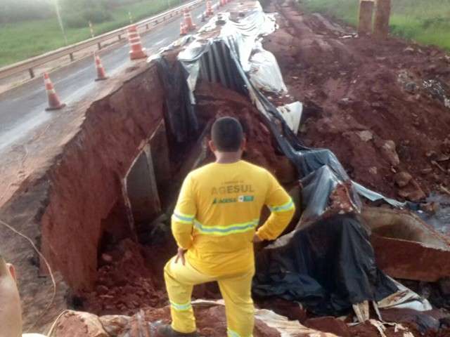 Chuva provoca estragos e rodovia MS-338 &eacute; parcialmente interditada 