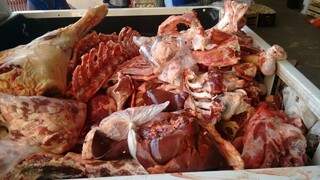 Carne estragada encontrada em açougue do interior do Estado (Foto: Divulgação/Decon)