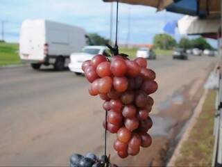 Clientes fogem da fila no mercado comprando frutas nos caminh&otilde;es