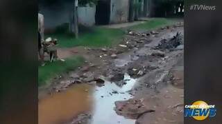 Ap&oacute;s &uacute;ltima chuva, rua no Guanandi II vira &ldquo;p&acirc;ntano&rdquo;, reclama morador