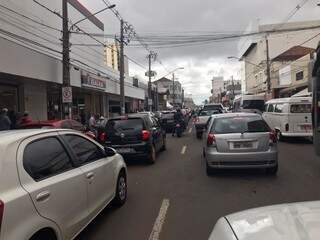 Congestionamento na 14 de Julho entre a Afonso Pena e a Barão do Rio Branco (Foto: Lucimar Couto)