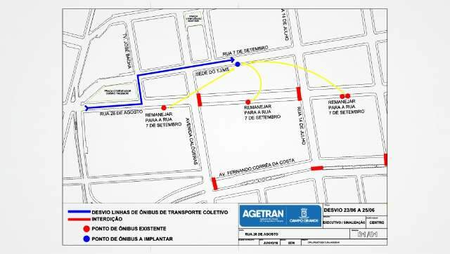 Rua 26 de Agosto ser&aacute; interditada e linhas de &ocirc;nibus sofrer&atilde;o altera&ccedil;&atilde;o
