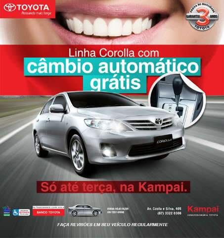  Linha Corolla com c&acirc;mbio autom&aacute;tico gr&aacute;tis