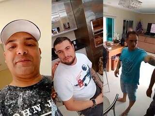 O PM Joacir Ratier de Souza (de boné), Fabiano Signori, o Toro (camiseta branca), que está foragido, e Fábio Costa, o “Pingo” (Foto: Reprodução)