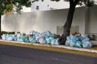 As montanhas de lixo ainda não desapareceram em alguns bairros (Foto: Marcos Ermínio)