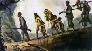 Família guarani capturada por caçadores de índios, Jean Baptiste Debret, 1830