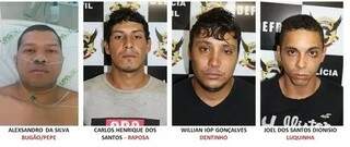Alexandro “Pepe”, fotografado polícia na cama do hospital, e outros três integrantes da quadrilha (Foto: Divulgação)