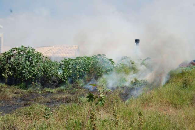  Dois terrenos baldios pegam fogo em dez minutos